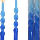 Spiral Taper Candle Dinner Candle Set 10 Inches Twisted Candlesticks 2 Color Handmade Dripless Candles Sticks for Wedding Celebration Anniversary Christmas Church (Gradient Blue)