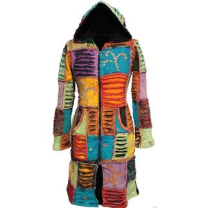 Shopoholic Fashion Women Embroidery Slashed Knee Length Jacket (Small, Multicoloured)