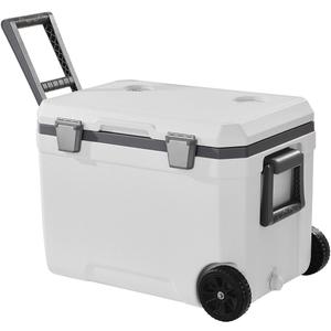 VEVOR Ultra-Light Hard Cooler, Ice Retention Cooler with Heavy Duty Handle, Ice Chest Lunch Box for Camping, Travel, Outdoor, Keeps Cool for up to 6 Days, 30% Lighter Than Rotomolded Coolers (45QT with wheels)