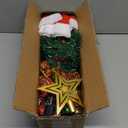 24 Inch Realistic Snowy Tabletop Christmas Tree PE&PVC Branches Small Christmas Tree with 50 Warm White & Colored Lights Battery Red Berries Pine Cone Indoor Home Table Christmas Decorations (Cyan)