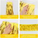 BEISHIDA 3 Packs 30 Feet Metallic Foil Fringe Garland Tinsel StreamersShiny Gold Wall Hanging Tinsel Fringe Banners for Wedding Birthday Party Decoration Halloween Christmas New Year, 3 Count