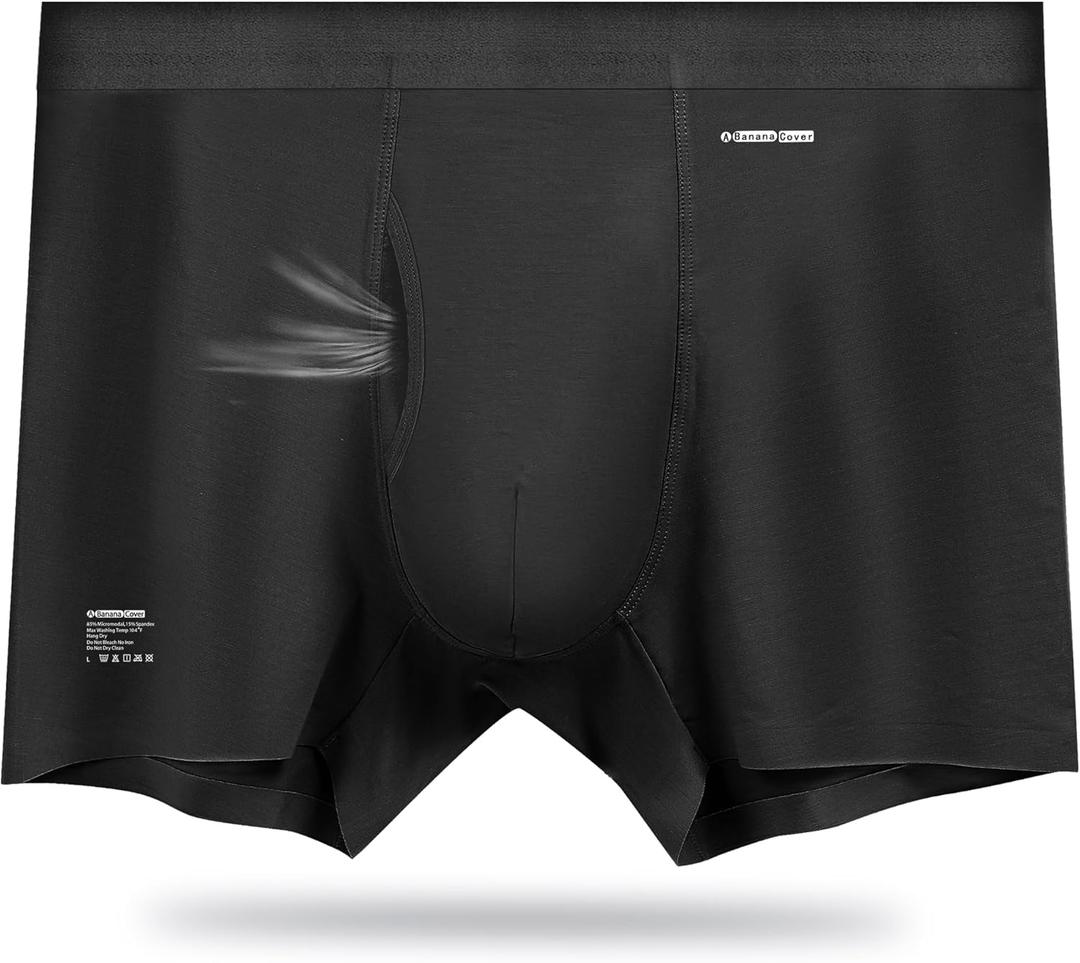 Premium Men's Naked Feeling Air Micro Modal Boxer Briefs - Softer Than Cotton-Athleisure Mens Underwear Trunks (Large, 1-pack/Wolfram Black)