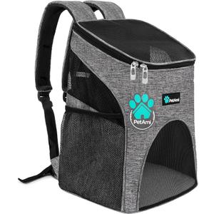 PetAmi Small Dogs and Cat Backpack Carrier, Airline Approved Pet Backpack Carrier, Ventilated, Safety Strap, Buckle Support Designed for Hiking Travel Camping Outdoor, Max 18 lbs (Heather Gray)