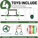 Doorway Swing for Kids & Door Pull Up Bar for Adults, Indoor Kid Swing with 4 Accessories, Multi-Function Doorway Gym, Fits Door Frame 24.41-30.51'' W x 3.94-6.69'' Thickness (Dark green)