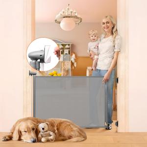 55 Wide No Drill Retractable Pet Gates for Doorways No Drilling Retractable Baby Gate No Drill Retractable Dog Gates for The House 33 Tall Mesh Dog Gate Indoor Retractable Gate Outdoor Baby Gates