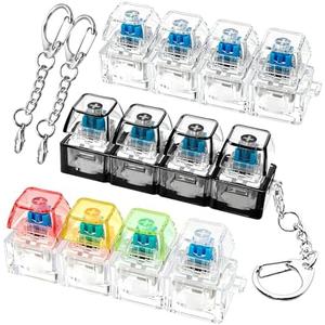 3 PCS Keyboard Fidget Toy, Keyboard Fidget Keychain 4-in-1 Keyboard Decompression Button Finger Clicker Toys, Button Stress Relief Fidget Valentines Gifts Stuffers for Kids Women (Clear Black)