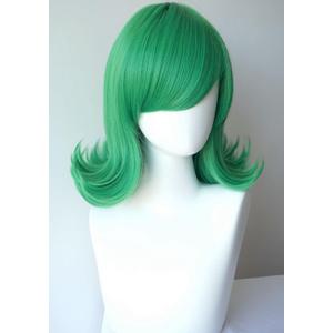 Short Green wig for women Green wavy green wig women costume synthetic wig 14inches for tatsumaki costume wig for women (3325-1)