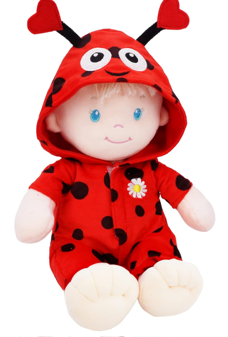 June Garden 12" Sweet Dolly Ladybug - Stuffed Ultra Soft Baby Doll for Birth and Up - Ladybug Outfit
