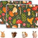 2 Pack Guinea Pig Bedding, Washable Guinea Pig Cage Liner Reusable Guinea Pig Mat Waterproof Guinea Pig Bedding for Cage, Super Absorbant Guinea Pig Pee Pads for Small Animals Hamster Rabbit Squirrel (Mushrooms)