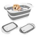 7.1 Gal/27L Multipurpose Collapsible Dog Bathtub, Raised Small Pet Bathtub with Drainage Hole and Pet Hair Collector, Portable Dog Bath Tub for Puppy Cats Space Saving Laundry Basket Organizer