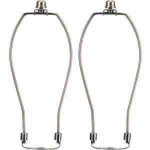 Lamp Harp 9 Inch, Saangseon Light Duty Antique Brass Lamp Shade Holder Replacement with Finial and Detachable 3/8 Saddle Base, Set of 2 DIY Lighting Accessories