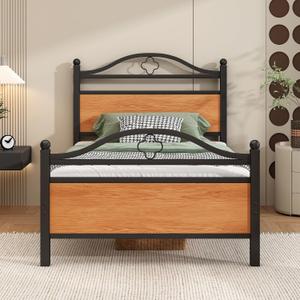 Twin Bed Frame with Headboard,Heavy Duty Steel Slats Support Mattress Foundation-Under Bed Storage, No Box Spring Needed, Noise FreeBlack