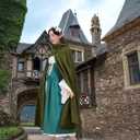 Renaissance Costume Medieval Viking Hooded Cape Halloween Vintage Cloak for Men Women (Blue)