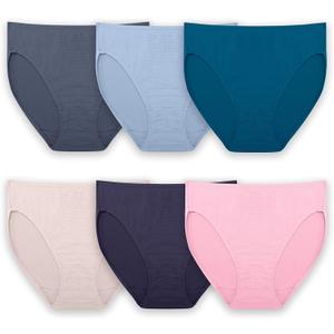 Fruit of the Loom Women's Breathable Underwear, Moisture Wicking Keeps You Cool & Comfortable(7, Micro Mesh - Hi Cut - 6 Pack - Colors May Vary)