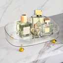 Perfume Organizer, Bathroom Vanity Tray, Makeup Trays for Dresser Top, Countertop Decorative Plastic Decor Tray, Perfume Organizer for Women, organizador de perfumes (Clear)