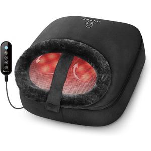 COMFIER Foot Massager with Heat, Electric Foot Warmer for Women,Men Gifts, Shiatsu Feet Massager Machine for Plantar Fasciitis,Neuropathy, 2-in-1 Foot & Back Massager, Foot Heater Fits up to 12 (Black)
