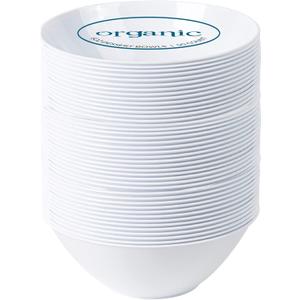 [6 OZ 200 Count] White Plastic Organic Party Dessert bowls Premium heavyweight Elegant Disposable Tableware Dishes