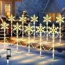 Enhon 10 Pack Snowflake Christmas Pathway Lights Outdoor, 8 Lighting Modes Waterproof Christmas Pathway Markers Lights with Timer for Xmas Walkway Patio Yard Lawn Outdoor Decorations(Warm White)