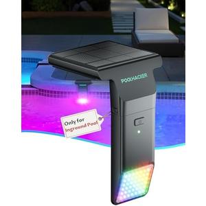POOLHACKER Solar Pool Lights Only for Inground Pool, 10-Color 4-Mode Light Sensing LED, Underwater Lighting with Timer Off, Submersible Lights with Remote, Waterproof Design, 1 Pack