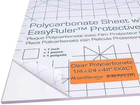 Polycarbonate Clear Plastic Sheet 24" X 48" X 0.236" (1/4") Exact with EasyRuler Film, Shatter Resistant, Easier to Cut, Bend, Mold Than Plexiglass. Window Panel, Hobby, Home, DIY, Industrial, Craft