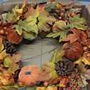 Fall Wreaths for Front Door 26'' Autumn Velvet Pumpkin Wreath with Metal Hook Large Harvest Maple Wreath Fall Decoration for Home Halloween Thanksgiving Decoration, Briful