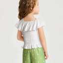 Toddler Girl Clothes Tie Knot Shoulder Sleeveless Ruffle Tops Bow Tie Waist Shorts Toddler Clothes for Girls (4-5T, Green)