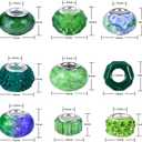 Aipridy Assortment European Large Hole Beads Spacer Beads Rhinestone Craft Beads for DIY Charms Bracelet Jewelry Making (Emerald-Siam)