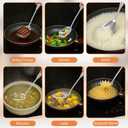 6-Pcs Metal Kitchen Cooking Utensils with Natural Rosewood Handle, Includes Wok Spatula, Ladle, Skimmer, Slotted Spatula Turner, Spaghetti Spoon, Large Spoon