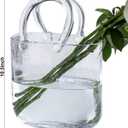 Glass Vase with Elegant Purse Design Clear Bag Glass Vase Glass Purse Vase with Handle and Bubbles Unique Flower Vase for Home/Office/Garden/Wedding/Events Decorations