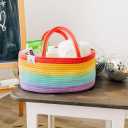 OrganiHaus Rainbow Nursery Storage Basket, Cotton Rope Toy & Diaper Caddy Organizer with Handles, Baby Diaper Organizer, Foldable Design, Machine Washable, Ideal for Baby Room & Laundry