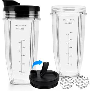 24 oz Blender Cups Replacement for Ninja, Smoothie Blender Cups for Ninja Auto iQ Blender BL642 BL450 BL480 BN801 SS101 SS351 SS151 SS401 (2 Pack)