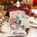 3 x 2025 Travel Christmas Ornaments Gifts, Christmas Tree Decoration Wooden Ornament, Christmas Decorative Hanging Sign for Men Women Mom Dad Friends (Adventure)