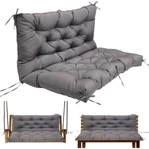 Gollense Porch Swing Cushions, 3 Seat Outdoor Swing Cushion Replacement with Backrest, 60 x 40 x 4 Inches Bench Cushion with 8 Ties for Outdoor Furniture for Patio, Backyard, Garden, Dark Grey