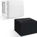 2 Pcs Window Air Conditioner Cover Indoor Outdoor Adjustable Waterproof Window Ac Cover Outdoor with Drawstring for Winter(White & Black,Inside 25 x 17 x 3.5 in, Outside 25.6 x 20.9 x 18 in)