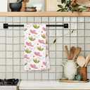 Giosve Western Kitchen Towels, Cactus Decor Hand Towels for Bathroom, Preppy Pink Cowgirl Hats Decorative Dish Tea Towels for Kitchen, Western Bathroom Decor, 16x24 Inch