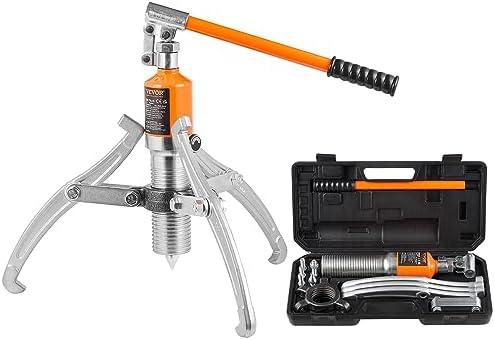 VEVOR Hydraulic Gear Puller, 15 Ton Max Capacity Wheel Bearing Pulling Separator, 2 or 3 Jaws Puller, Vertically and Horizontally, 12" Jaw Hydraulic Puller with Case for Pulling Hubs