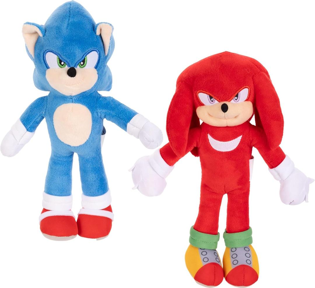 Sonic The Hedgehog 3 Movie Plush - Sonic The Hedgehog & Knuckles 9-Inch Stuffed Toy Figures - Officially Licensed 3 Movie, Amazon 2-Pack Kids Plush Toy Figure Set