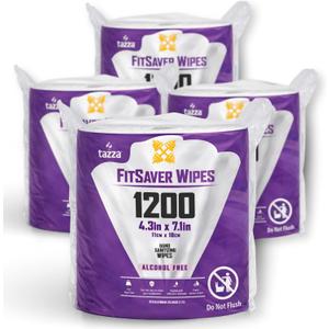 Tazza TAZZAWP1200 Wet Wipes - Bulk 4 x 1200 Ct, Durable Pre-Saturated Cleaning Gym Equip Wipes
