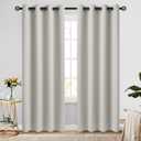 COSVIYA Grommet Blackout Room Darkening Cream Beige Curtains 84 inch Length 2 Panels,Thick Polyester Light Blocking Insulated Thermal Window Curtain Drapes for Bedroom/Living Room,52x84 inches