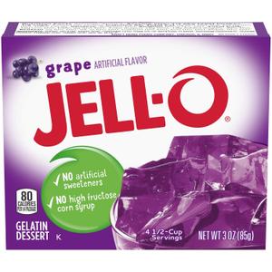 Jell-O Grape Gelatin Mix (3 oz Boxes, Pack of 24) (EXP 10/13/27)