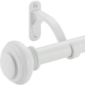 72-144 Inches Curtain Rods for Window, Vimayta 1 Inch Diameter Drapery Rod with Resin Finials, Ideal Adjustable Heavy Duty Single Curtains Rod for Bedroom, Living Room Decoration, Matte White
