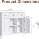 ChooChoo Buffet Cabinet, Coffee Bar with Drawers and Doors, Sideboard Storage with Shelves for Kitchen, Dining Room, Living Room, White