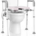 Raised Toilet Seat with Handles - Adjustable Elevated Toilet Seat Riser, 300 lbs Toilet Seat Riser for Seniors, Handicap and Disabled, Fit Any Toilet