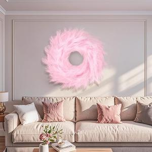 24" Pampas Grass Wreaths, Artificial Bohemian Wreath for All Seasons, Boho Wall Decor, Front Door Farmhouse Boho Home Decor for Christmas, Spring, Fall, Wedding, Bathroom, Party Table DIY Decoration