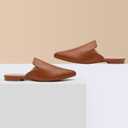 Tilocow Mules for Women Flats Pointed Toe Slip On Backless Loafers Flat Mule Business Casual Shoes Slides C Brown US 6