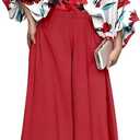 CHICME Women Summer 2 Piece Outfits Off Shoulder Top Flowy Wide Leg Pants Set Vacation Travel Airport Outfits (Red, XXL)