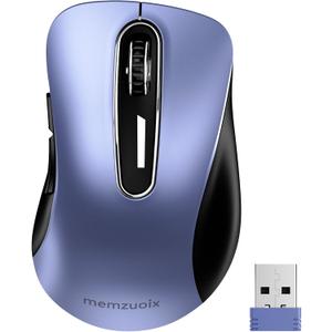 memzuoix 2.4G Wireless Mouse, 1400 DPI Mobile Optical Cordless Mouse with USB Receiver, Portable Computer Mice Wireless Mice for Laptop, PC, Desktop, MacBook, 5 Buttons (Navy Blue)