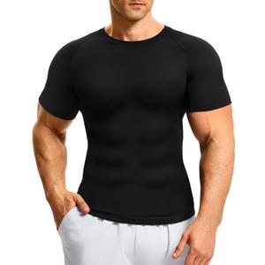Nebility Mens Compression Shirt Shapewear Undershirt Slimming Short Sleeve Tummy Control Athletic Body Shaper Workout Top Black X-Large (Black, XL)
