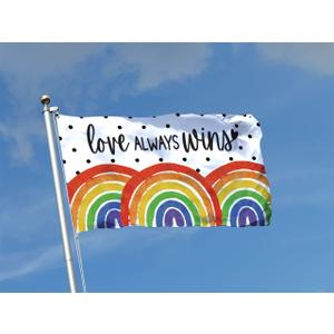 Love Always Wins Pride Flags 3x5 Ft for Outside, Rainbow Pride Gay Pride Lesbian LGBT Double Sided Yard Flags,Big Large Pansexual Banners for Outdoor, Seasonal Summer Decorations with Brass Grommets