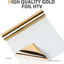 HTVRONT Gold Chrome Heat Transfer Vinyl - 12" X5ft Mirror Metallic Gold Iron on Vinyl, Metallic Foil HTV Vinyl Roll for T-Shirts, Chrome HTV Easy to Cut & Weed